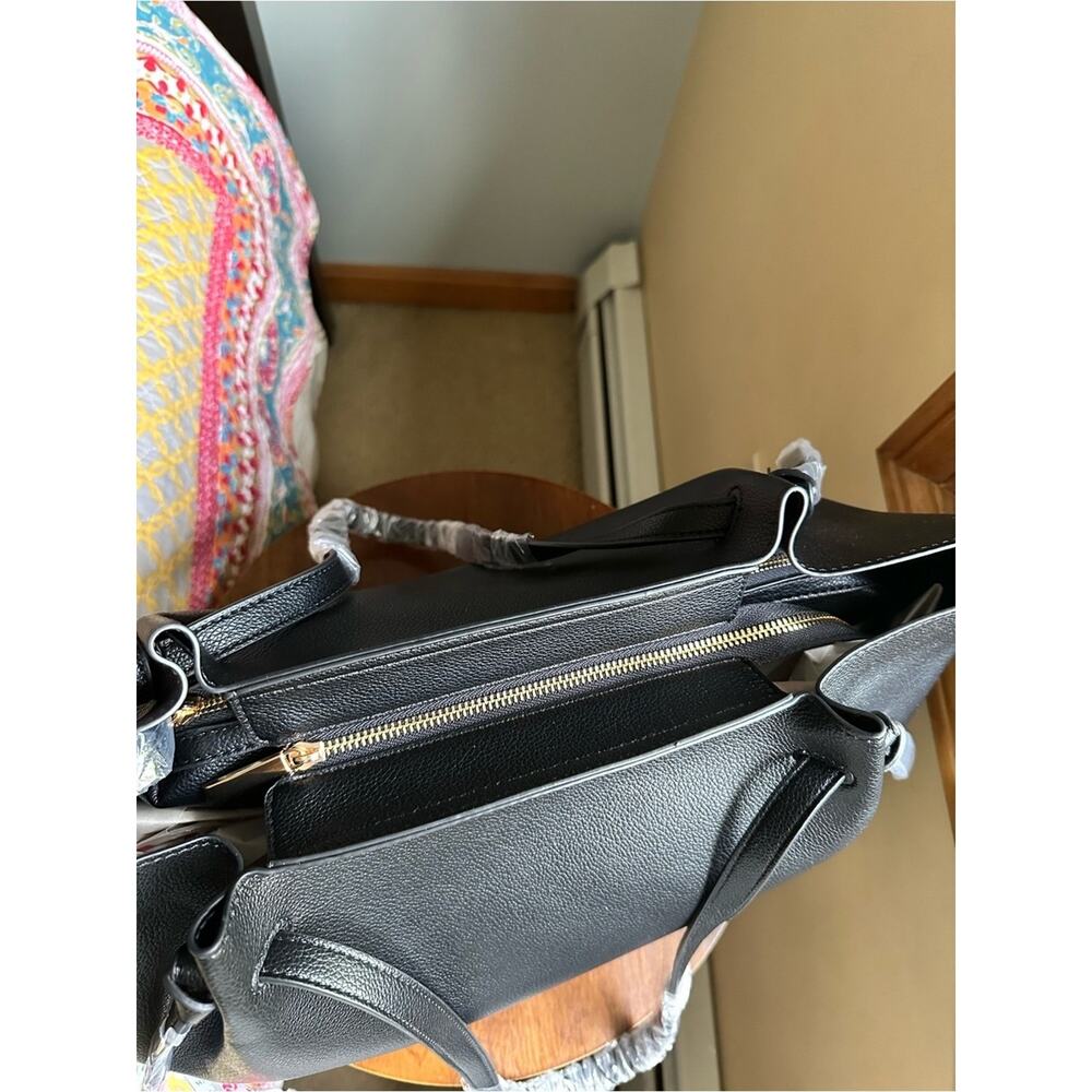 NWT Malibu Skye Mia 2-in-1 Tote Bag Black Vegan Leather - Picture 12 of 12